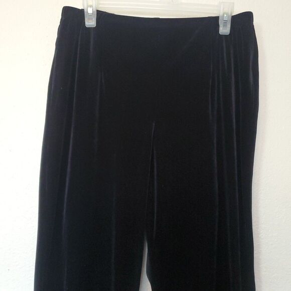 Chico's Black Velour Pants Slinky Womens Size 3 Short, XL Stretch Pull On Chicos - Picture 2 of 11